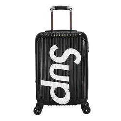 Custom logo printed 20inch Travel Suitcase Hardshell Lightweight Trolley Case Universal Wheel Aluminum Frame Suitcase