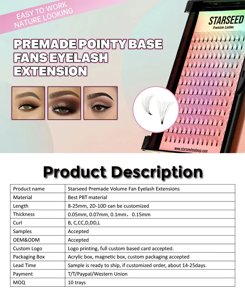 Wholesale pre made eyelash extension fanned 5d 6d 3d eyelash extension easy fans mega volume Lashes premade fans Lash extensions