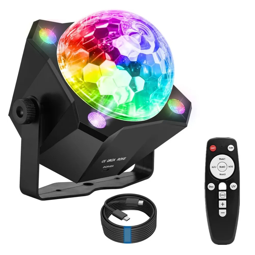 DJ Disco Ball Party Light LED Color UV Strobe Light Dance Party Birthday Carnival Home Club Stage Performance Wedding Christmas