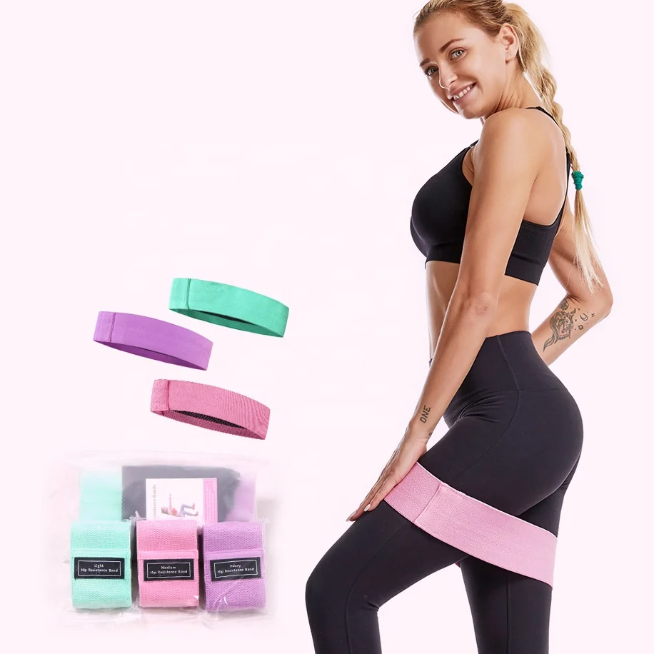 Anti-Slip Fabric Yoga Stretch Bands 3 Levels Resistance Bands Set - Booty & Legs Workout Exercise Bands for Women/Men