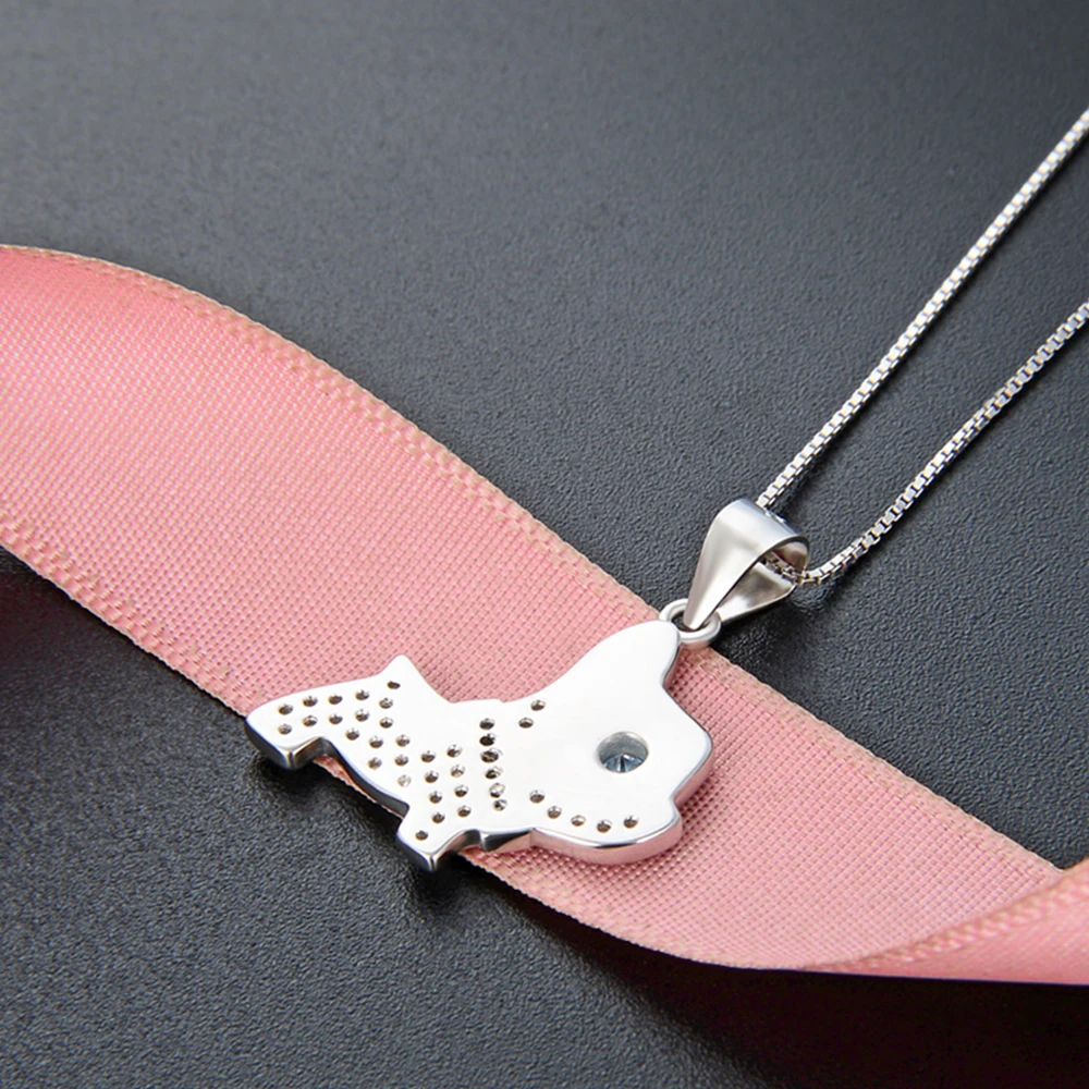 Women girls silver jewelry s925 sterling silver lovely cute child silver animal pendant cartoon dog necklace pendants