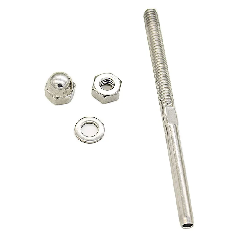 Stainless Steel Cable Railing Hardware Swage Threaded Stud Tension End Fitting Terminal For Wire Rope