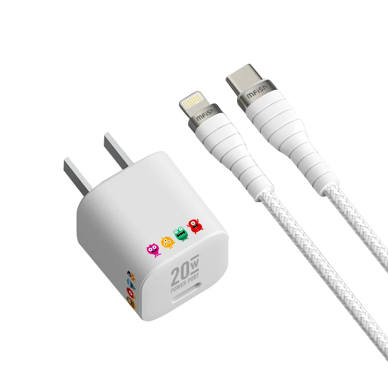 Mfish 20 Вт Быстрое зарядное устройство с C-L кабелем TypeC Зарядка для Iphone OEM/ODM Быстрая зарядка телефона планшетный
