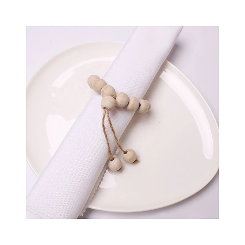 Christmas table decoration DIY wood beads napkin ring beads napkin buckle natural color round beads napkin ring