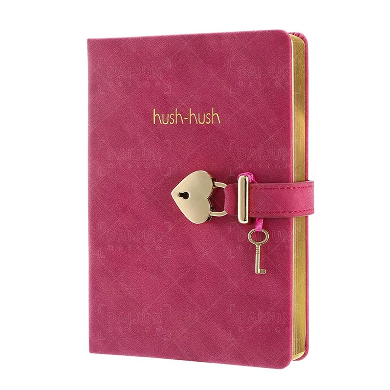 Custom Heart Shaped Lock Diary With Key&Heart Diamond Pen,PU Leather Cover,A5 Journal Secret Notebook Gift For Women Girls