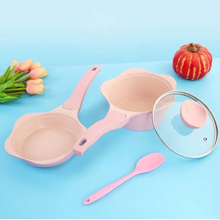 baby auxiliary food pot non stick pot set one frying pan and one soup milk pot