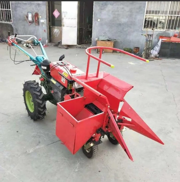 Self-propelled diesel corn thresher and husker - Self-propelled walking corn harvester machine