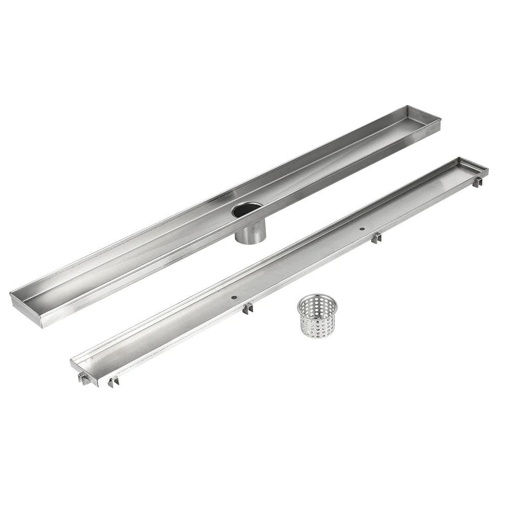 Popular 100mm width Stainless Steel Invisible Bathroom Linear Drain Line Shower Channel Long Floor Drain