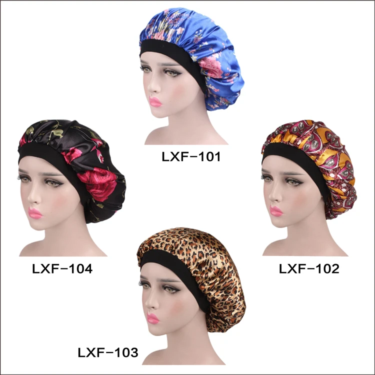 Soft Day And Night Cap For Hair Bonnet Wide Band Sleeping Cap Supplier Night Sleep Hair Head Cover Wide Band Elastic Hat