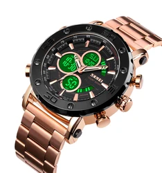 SKMEI 1636 Led водонепроницаемый 3ATM нержавеющая сталь браслет часы цифровые золотом изготовленный на заказ логос oem часы мужчин, который надевается на лучезапястный сустав бренд