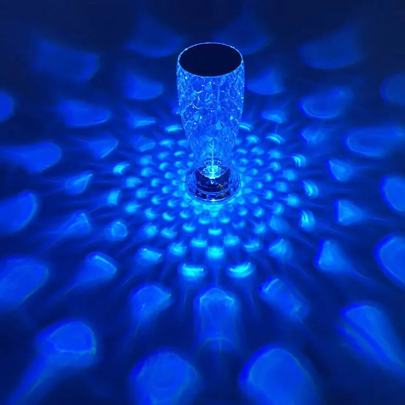 2024 New Design Touch Sensor LED Crystal Winebowl Table Lamp Battery Operate Restaurant Rechargeable LED Desk Table Lamp Lights