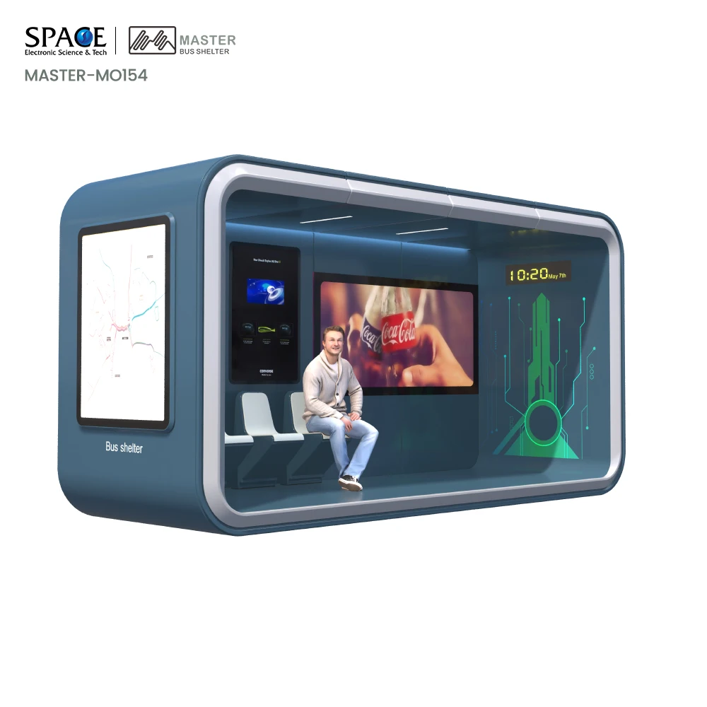 Durable Aluminum Alloy Bus Shelter with Advertising Light Boxes for Public Transit Stops