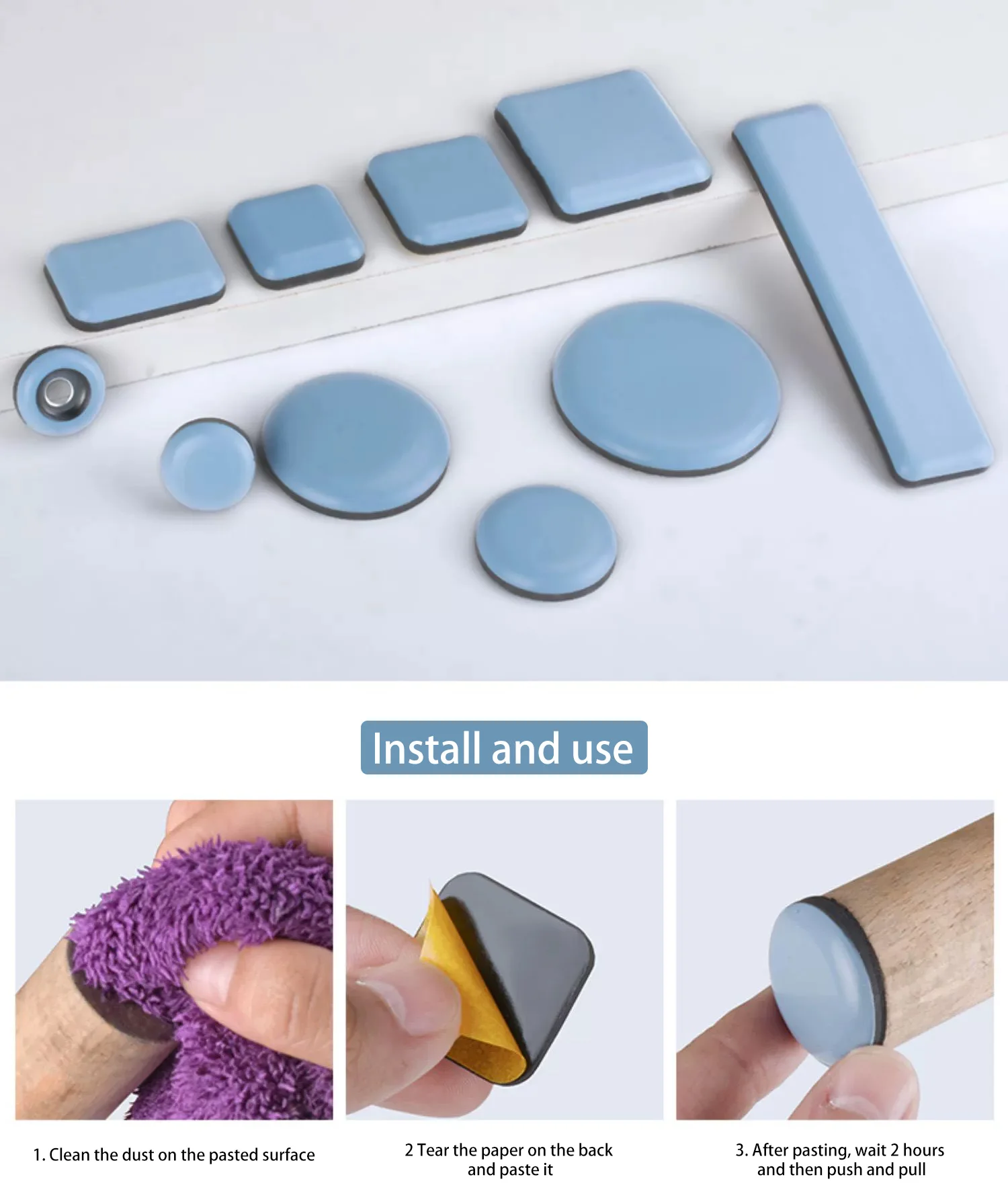 Deson furniture sliders 20pcs 1inch Square Furniture Glides with Nail for Carpet Tile Hardwood