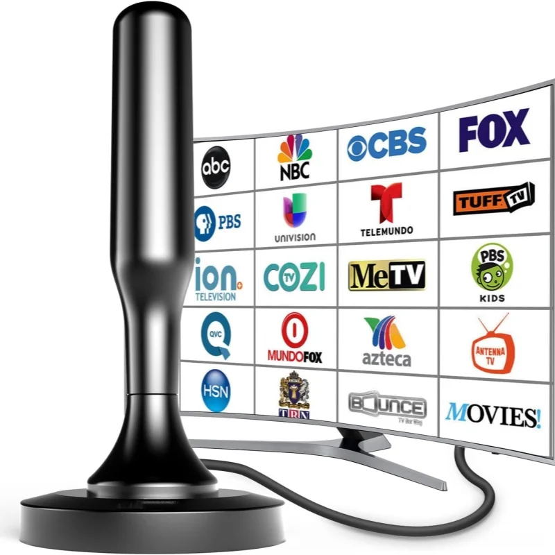 High Gain 4K HD TV Antenna 30DBI Magnetic Suction Indoor/Outdoor Portable UHF/VHF Reception 3M/5M Cable Suction Cup Design