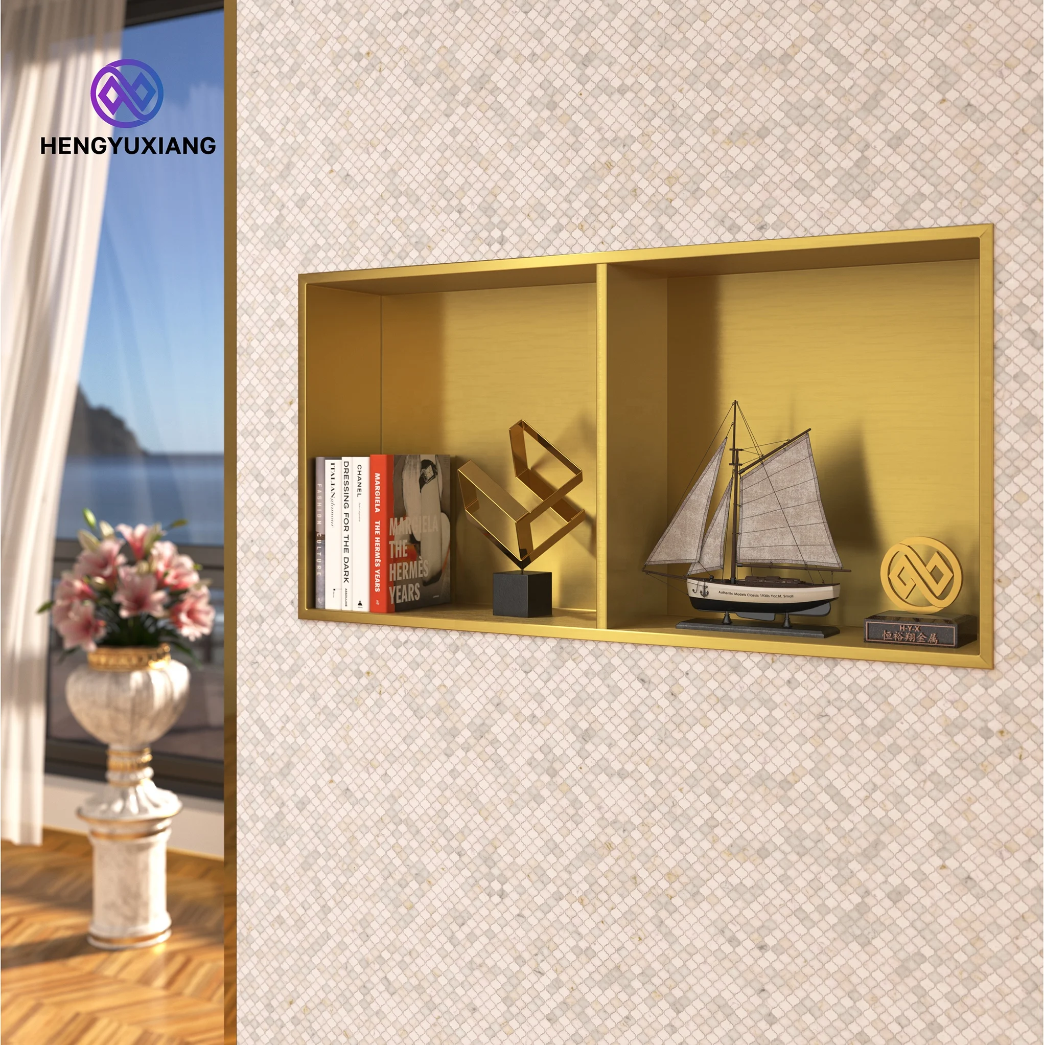 Прямые продажи с завода, лучшая нержавеющая сталь, 304 Встраиваемые вставки для ванной, Настенная душевая ниша, гостиничная полка для душа и украшения дома