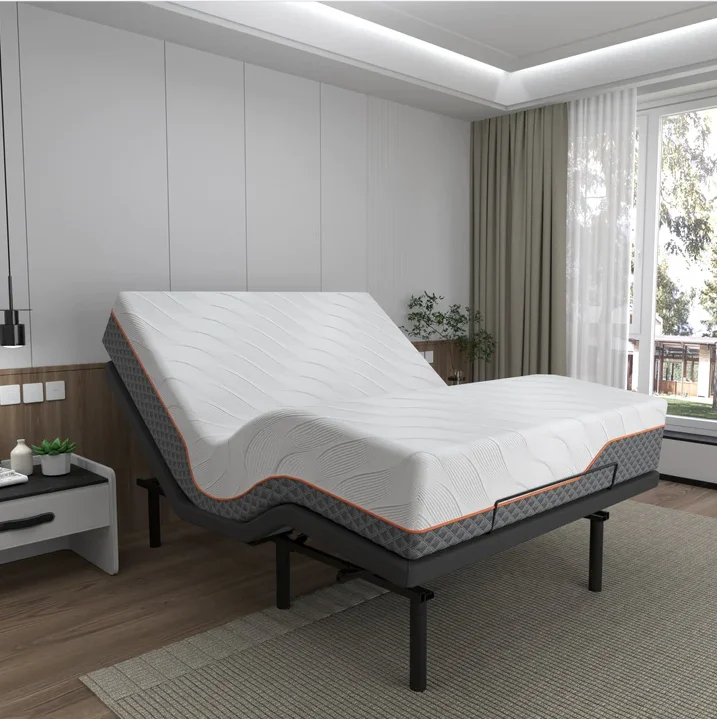 Zero Clearance Split King Massage Contour Electric Adjustable Bed Base with Silent Drive Okin Motors