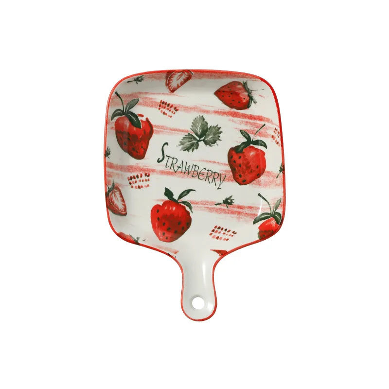 
Lovely Nordic creative ceramic dish with handle household dish web celebrity cutlery oven baking baking tray salad plate 