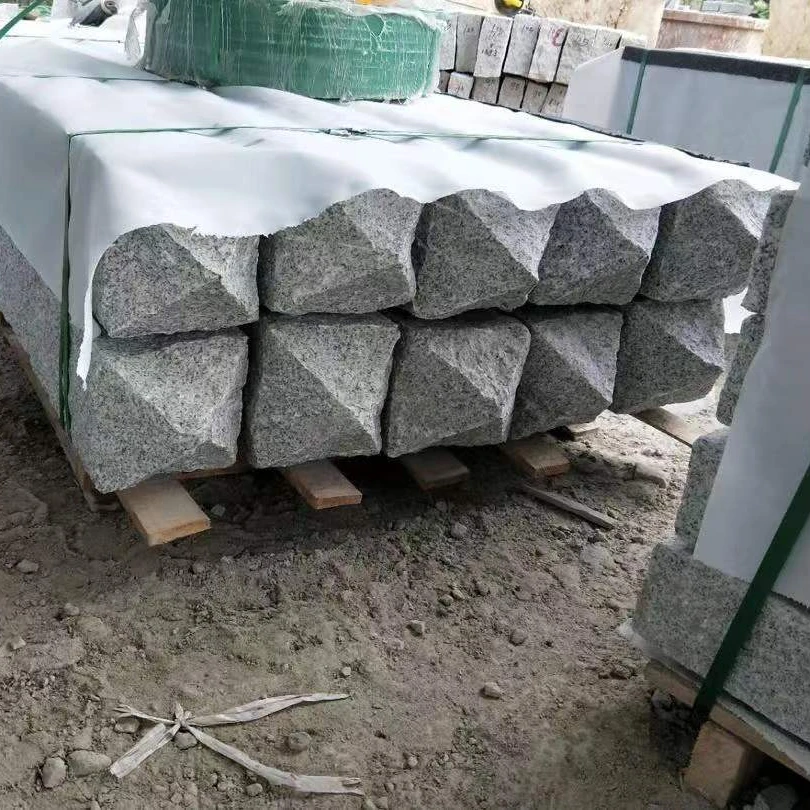 Natural grey G603 granite gate post with pointed to UK