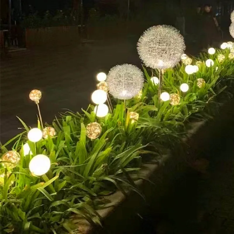 Dandelion LED Lamp for Outdoor Decor IP67 PVC Body for Lawn Square Garden Courtyard Ball-shaped Landscape Lighting 15cm Diameter