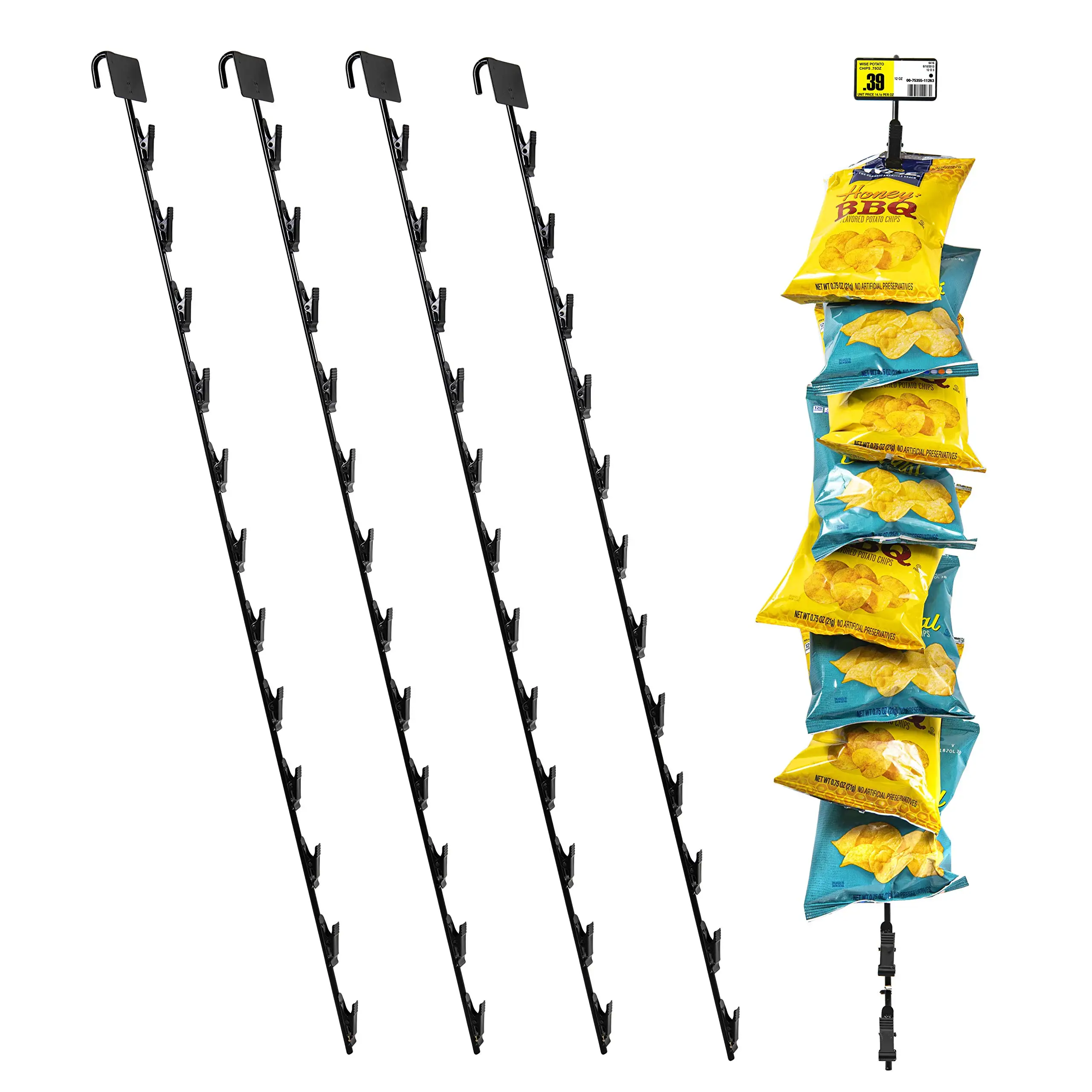 Висячая полоса/стойка с 12 зажимами для чипсов закусок