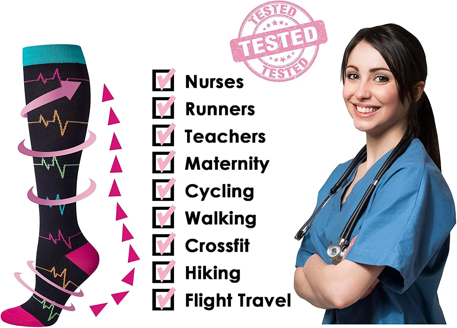 Wholesale Dress Socks High Quality Unisex Christmas Tube Varicose Veins Compression Socks for Running