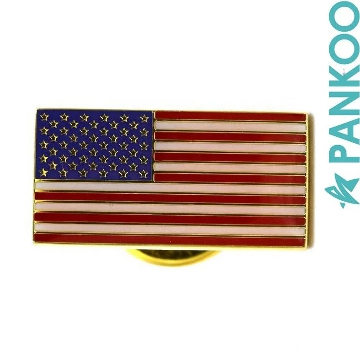 Custom logo american flag lapel pin 925 Sterling silver enamel US national army flag charm brooch pin gold jewelry