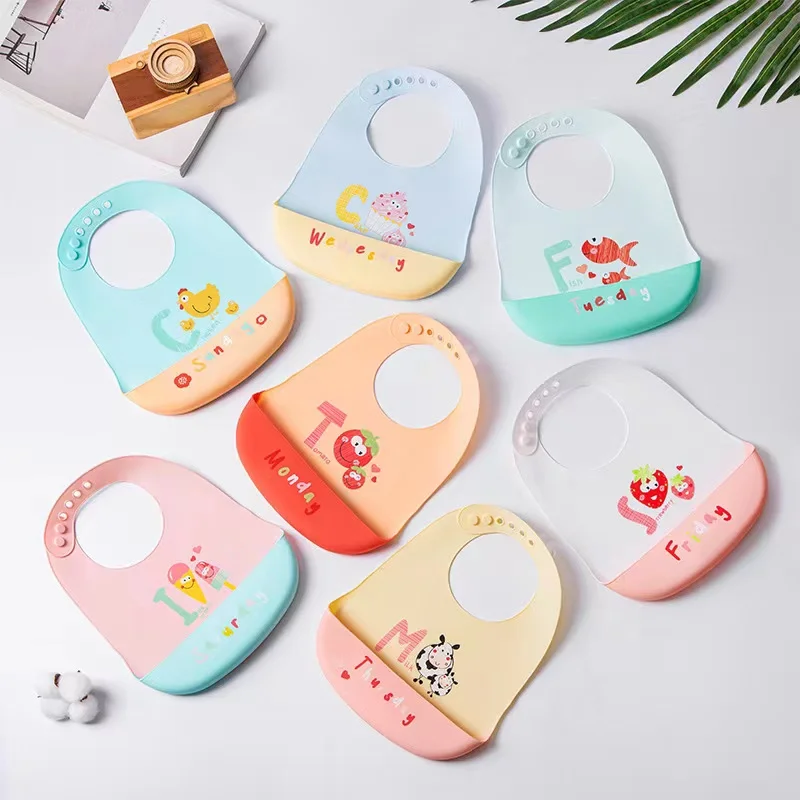 Baby Bibs Wholesale Customized Waterproof Bib Bpa Free Adjustable Easy Clean Baby Silicone Bib For Babies Toddlers