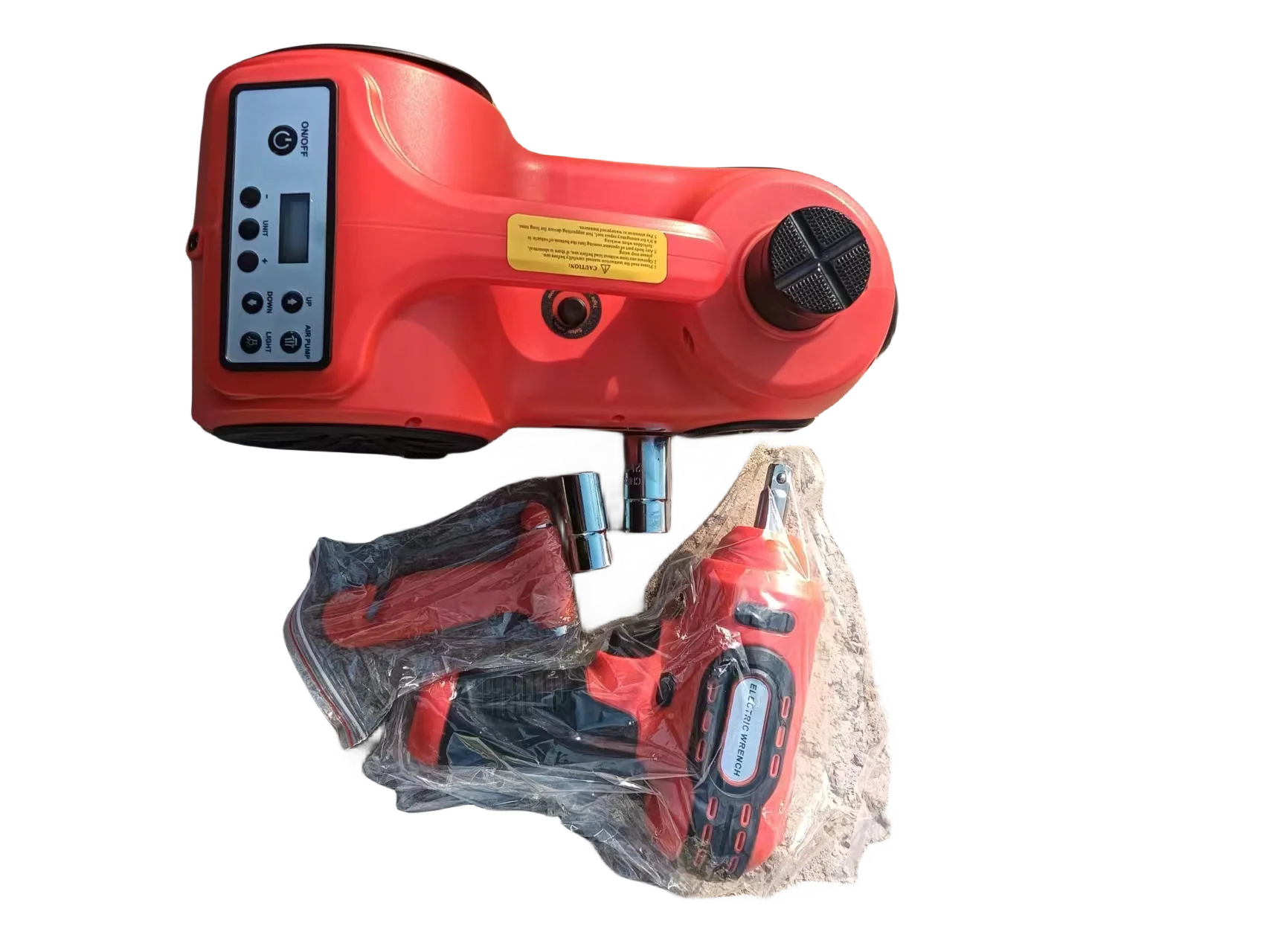 Hydraulic jack, electric wrench, inflation pump set