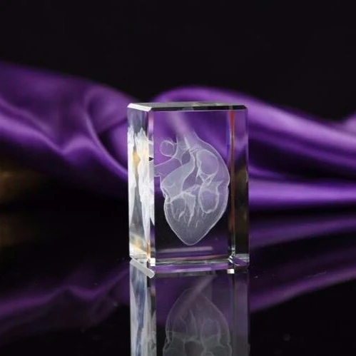 ADL Personalized Custom 3d Laser Engraved Glass Cube Photo Frame 3d Crystal Photo Cube for Teaching Props