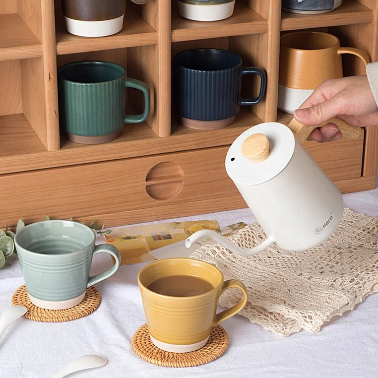 Manufacturer customized ceramic coffee mugs nordic modern under glazed printed logo pattern porcelain cups with handle