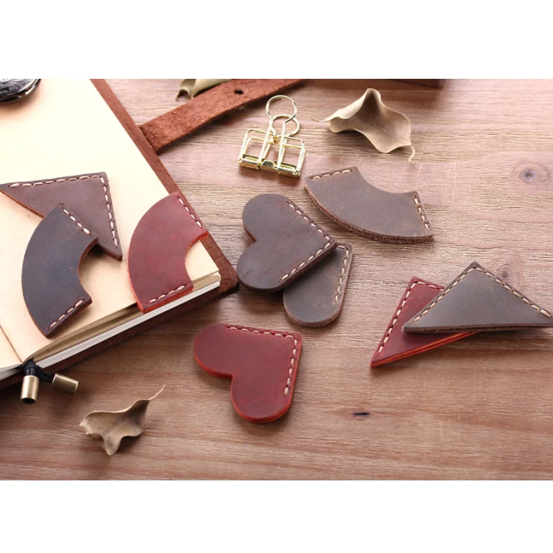 Genuine Leather Bookmark Personalized corner page marker Portable bookmarks for books