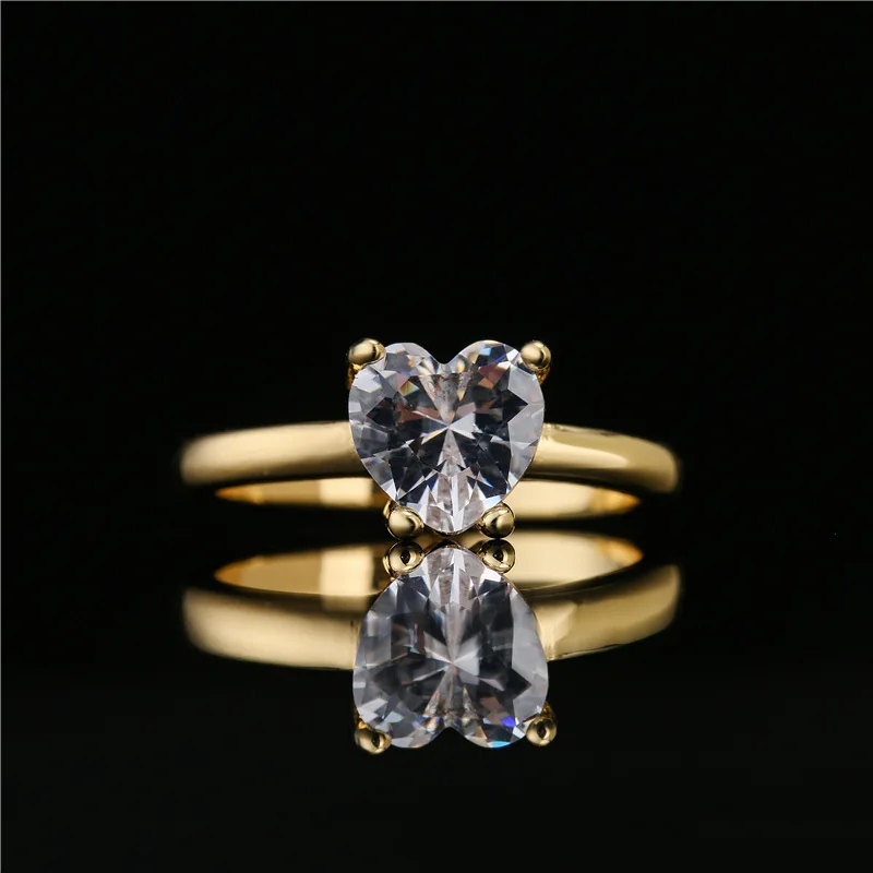 Red Green And White Heart-shaped Zircon Copper Micro-inlaid Open Ring