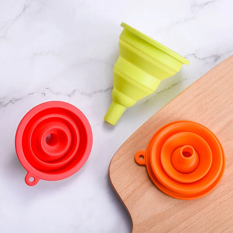 Food Grade Silicone Folding Funnel Kitchen Accessories Gadget Silicone Collapsible Funnel for Liquid Powder Transfer