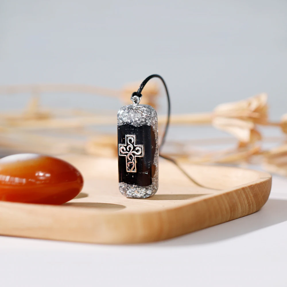 Natural Obsidian With Cross Pendant Necklace For Men Amulet Protection Pendant  Reiki Healing Energy Stone Spiritual Jewelry
