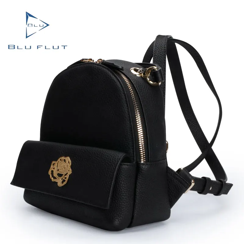 Blu Flut Fashion Ladies Black Leather Mini Backpacks Womens Fashion Backpack Leather Women Backpack