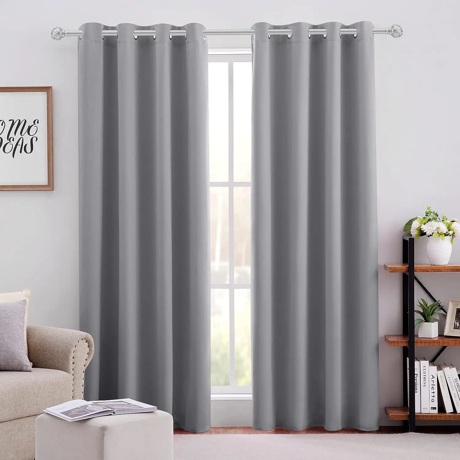 JA 52*84IN On Stock Blackout Curtains Solid Color with Grommets Noise Reducing Room Darkening for Home Bedroom Living Room