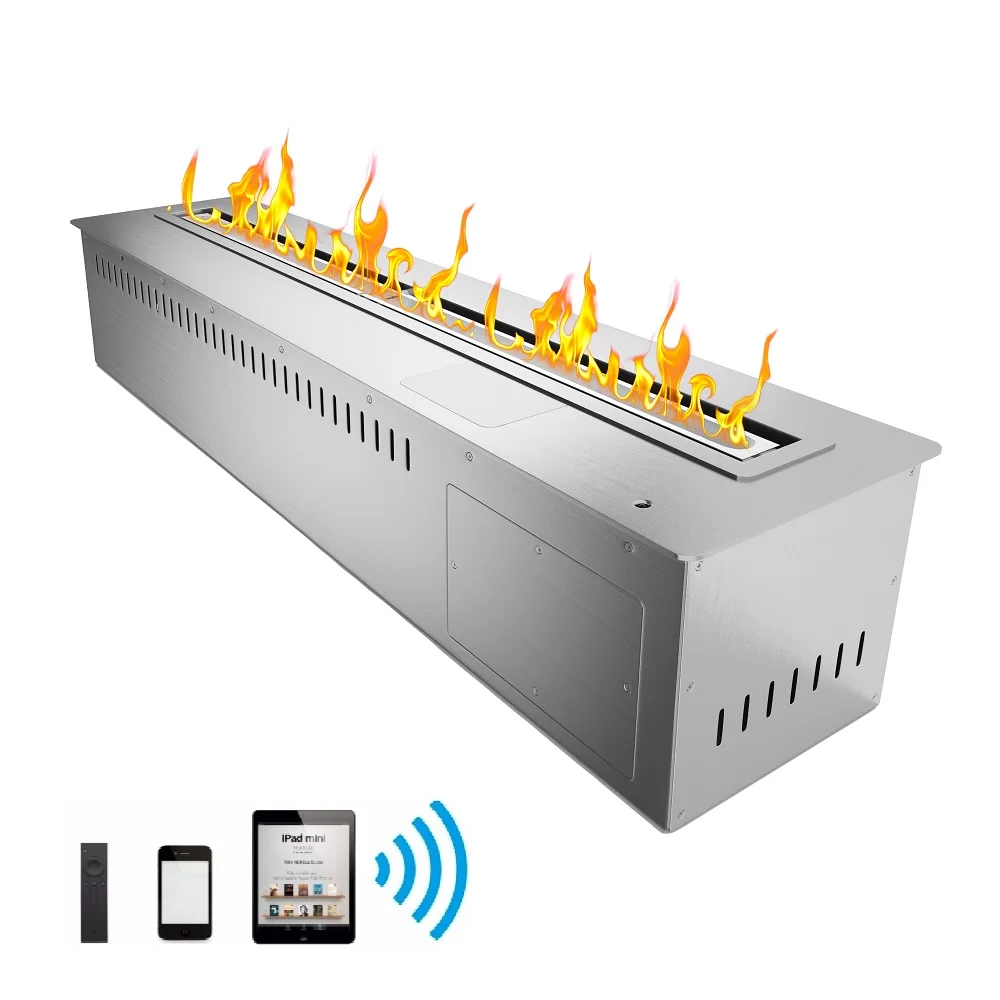 Inno-living Fire ventless fireplace 200cm black silver google alexa   ethanol fireplace burner
