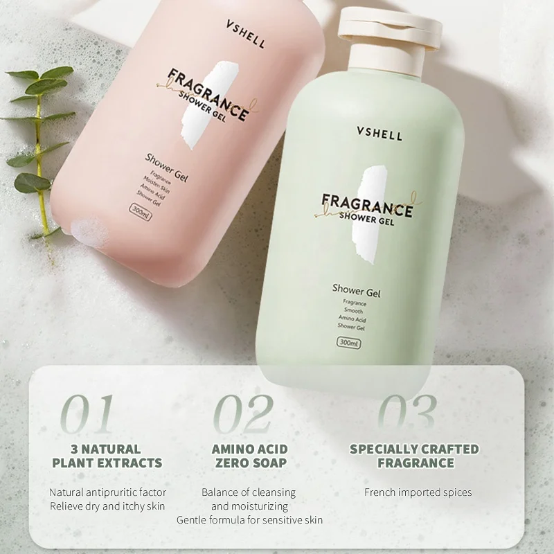 OEM Amino Acid Body Wash 300ml / 10.14 fl oz Soap-Free Mild Fragrance Shower Gel Hydrated Nourished Skincare Body Cleanser