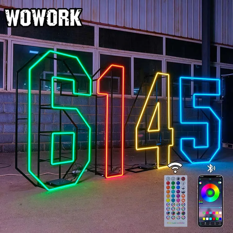 2024 WOWORK customized outside 3d wedding decoration led illuminated infinity mirror number baby letter of birthday party event