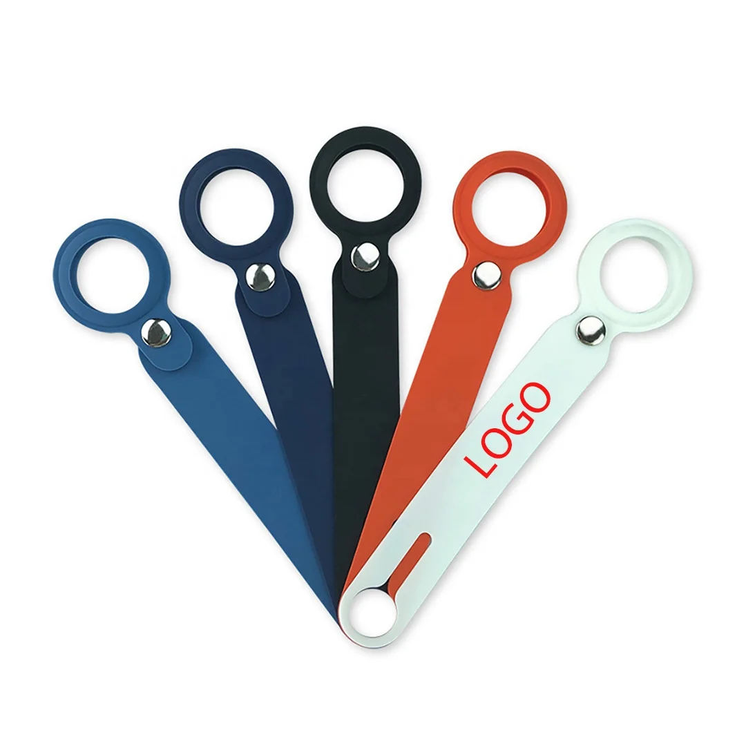 Custom LOGO AirTag Case Silicone Anti-Scratch Protective Covers with Keychain Ring Air Tag Loop