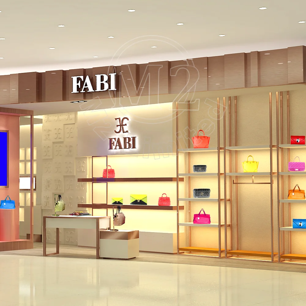 Shopping Mall Customized Fashion Garments Jewellery Handbag Shop Display Showcase Design