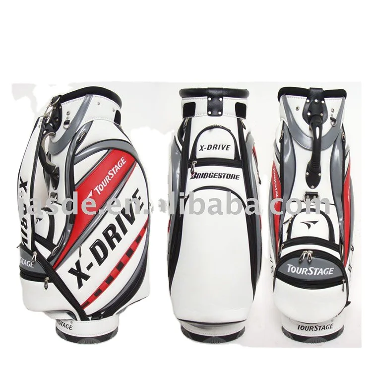 custom sizes make xiamen high quality smart junior new style white antique leather golf cart bags