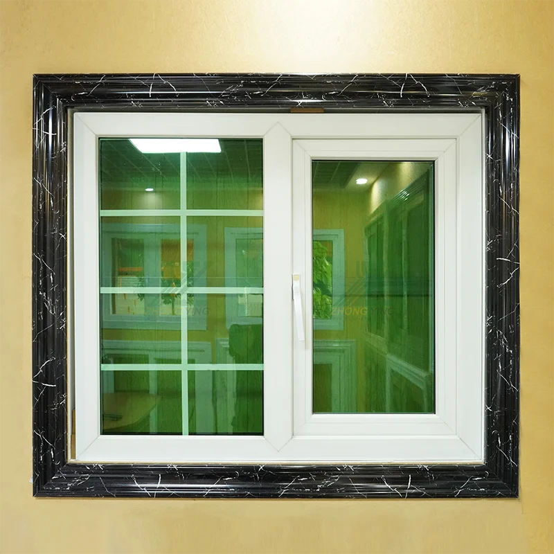 Villa Design Hotel Toilets European Arch Upvc Pvc Plastic Windows Anti Theft Commercial Casement Window