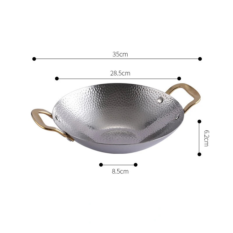 Stainless steel hammer bar tripod commercial thickened alcohol stove pot Tsai Restaurant golden double ear hot pot seafood basin