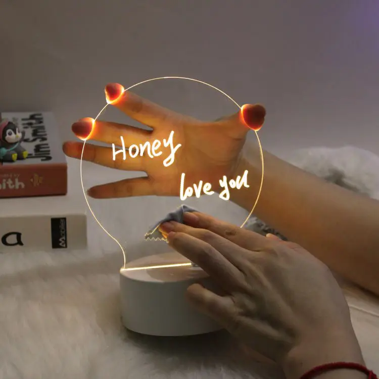 New Innovative Erasable white base luminous led message board birthday present mothers day gifts night light
