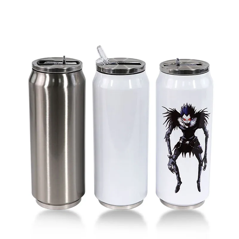 10oz 12oz 17oz Sublimation Blanks DIY Cola Can Shape Coke cup Stainless steel Double Wall Vacuum Mug With Nozzle straw lid