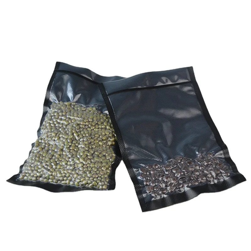 
bpa free seafood package black embossed food bag biodegradable vacuum seal bags 