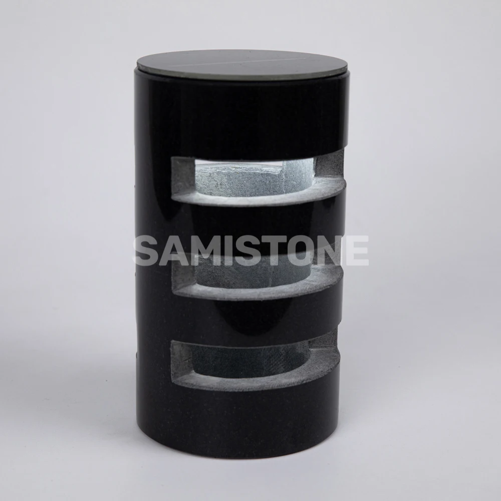 Samistone Granite Solar Power Candle Holder Cemetery Garden Lamp Light Memorial with Remote Control