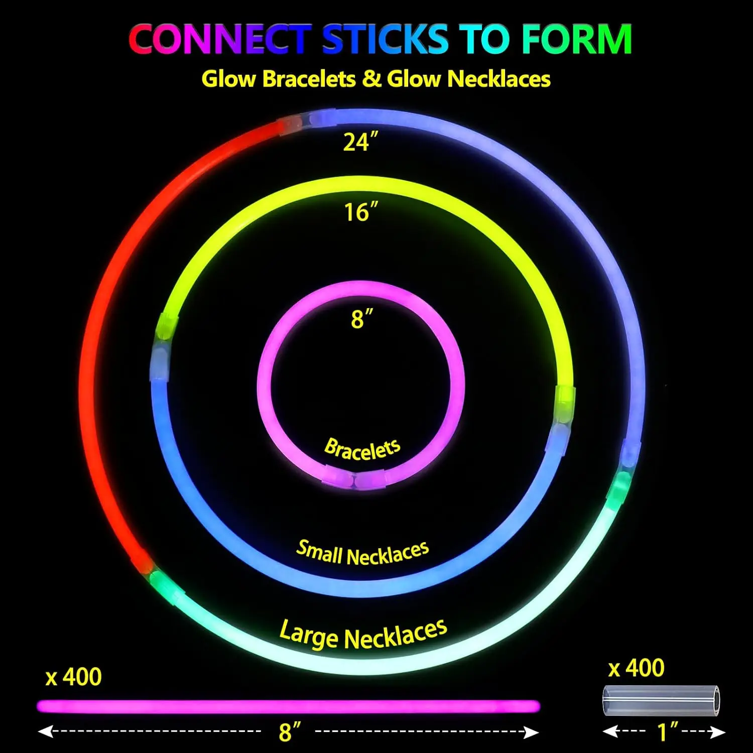 Glow Sticks Bulk Party Favors, Necklaces And Bracelets With Connectors Light Up Birthday Halloween 4th Of July Wedding