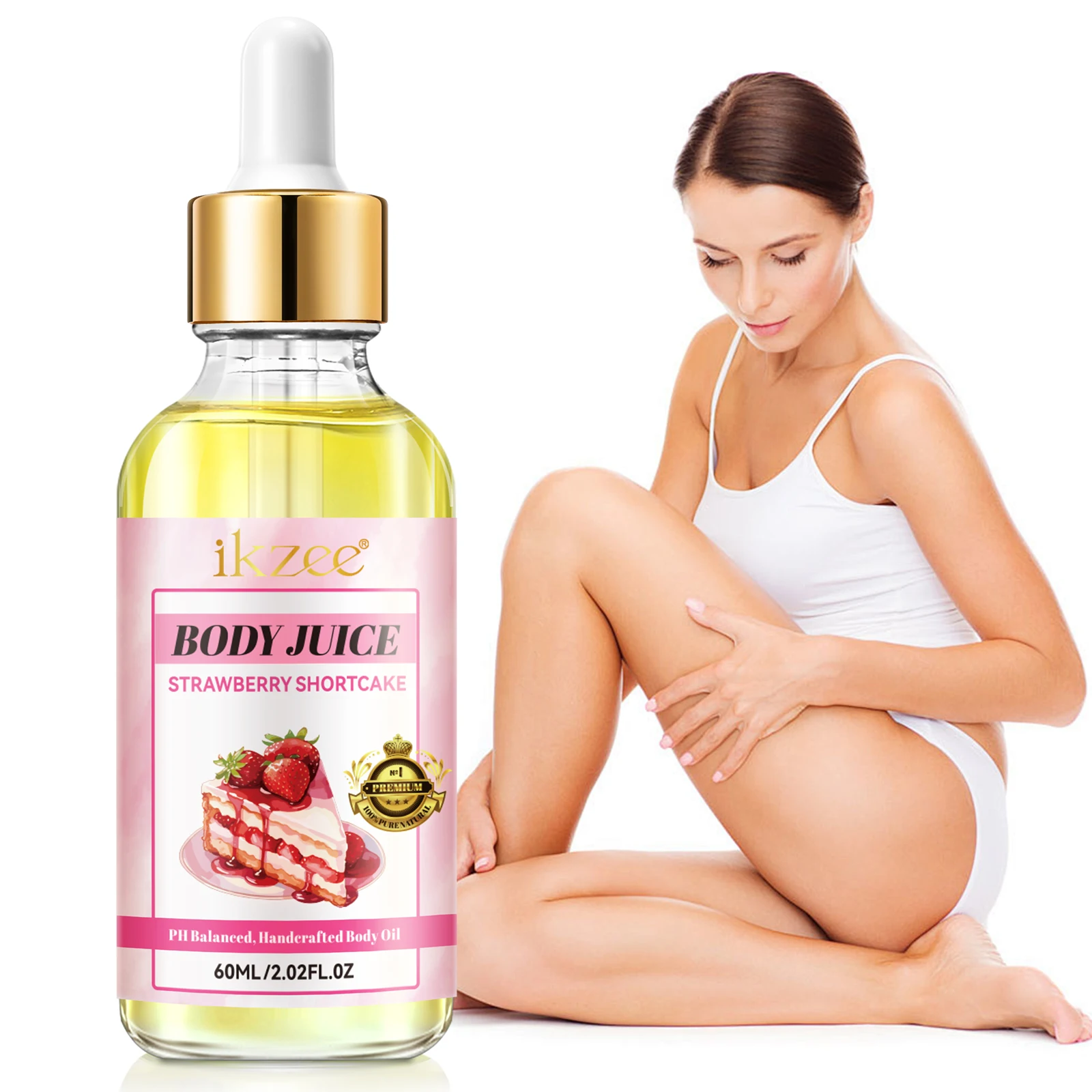 IKZEE 6 Scent Pure Natural Skin Brightening Deep Moisturizing Handcrafted Peach Strawberry Shortcake Body Juice Oil For Women